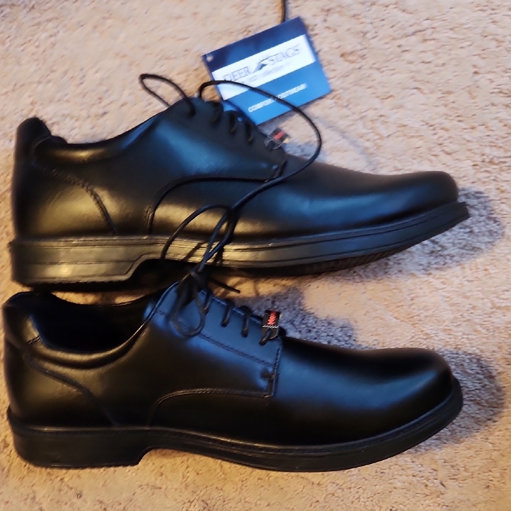 Deer Stags Men's Black Dress Shoes with Memory Foam